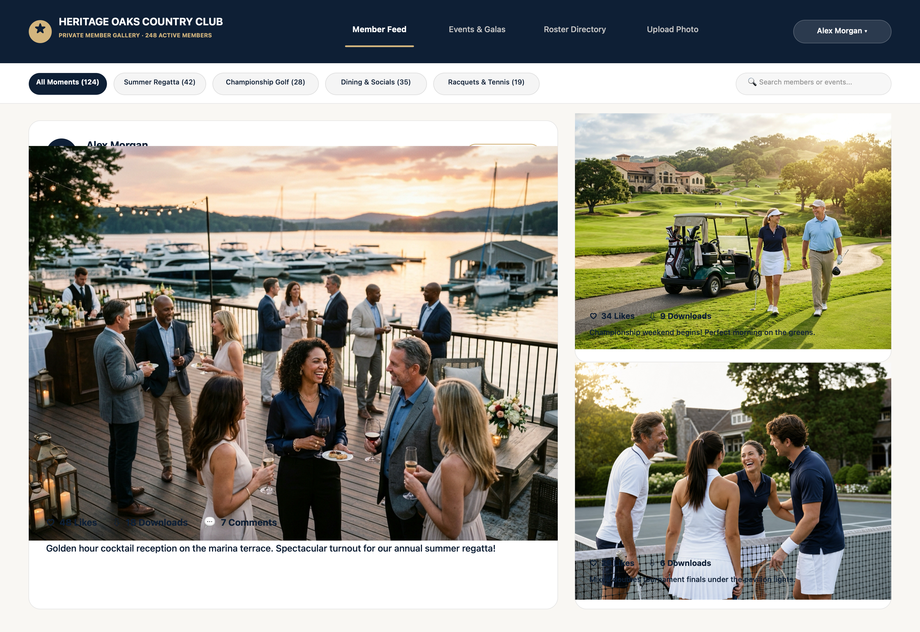 Club PhotoHub member gallery demo screen